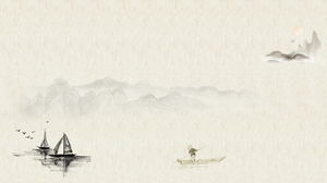 Две PPT фоновые картинки чернил в китайском стиле на реке Рафтинг