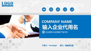 Template PPT pembiayaan perusahaan profil bisnis praktis biru