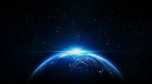 Скачать красивое фоновое изображение PPT на рассвете "Голубая земля"