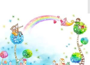 รูปภาพพื้นหลัง PPT วันเด็กกังหันลมของ Rainbow
