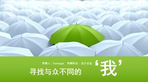 Szablon PPT zielony wznowić tło w biały parasol