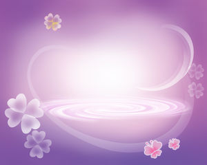 紫色抽象背景点缀花卉图案PPT背景图片