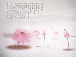 Imagine de fundal PPT în stil chinezesc de lotus roz