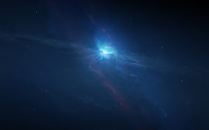 Gambar latar belakang PowerPoint Nebula Biru