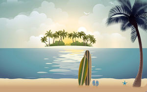 海滩椰子树自然风光PPT背景图片