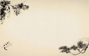 Китайский стиль классический слайд-шоу фоновый рисунок тушью древних сосновых летящих журавлей фон водопад