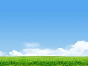 Immagine del fondo di PowerPoint di paesaggio naturale del pascolo delle nuvole bianche e del cielo blu