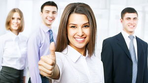 Two PPT background pictures of female office workers in the workplace