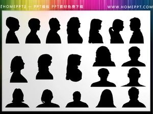 19 silhouettes PPT d'avatar de personnage noir