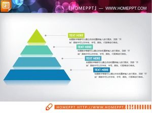 Trois graphiques PPT de relation de niveau de pyramide concis et plats
