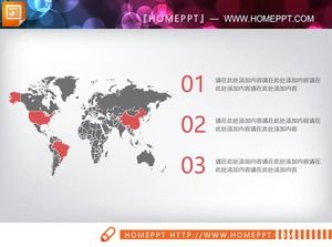灰色と赤の世界地図PPTチャート