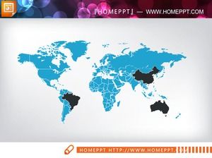 Blaue Weltkarte PPT-Karte kostenloser Download