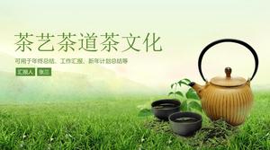 Ceai de stil verde proaspăt, elegant, artă, ceai, ceai, cultură, ceai, temă, șablon ppt