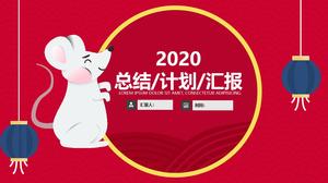 Xiangyun model de fundal drăguț zâmbitor șoareci mic anul șobolanului temă festivalul de primăvară șablon ppt