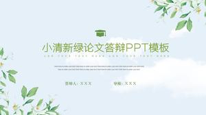 Pianta da fiore foglia verde elegante piccolo modello di ppt di difesa di carta accademica fresca