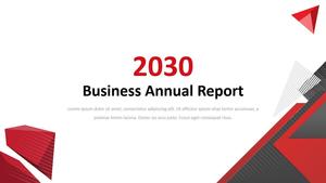 Red and gray geometric style business report general ppt template