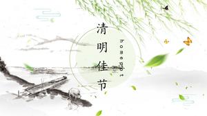 Spring breeze small fresh ink chinese style qingming festival theme ppt template