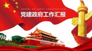 Plantilla ppt de informe de trabajo de construcción de fiestas de estilo solemne rojo de China
