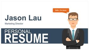 Long graphic vector cartoon designer personal resume ppt template