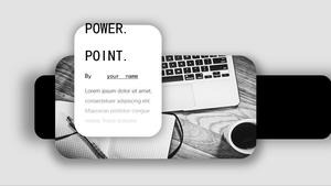 Black and white business color UI interface style work report ppt template