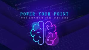 脳の創造的な回路図明るい青と紫の色ビジネス電子スタイルpptテンプレート