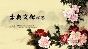 Kupu-kupu bermain tinta budaya klasik gaya Cina laporan ringkasan kerja ppt template