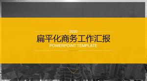 Plantilla ppt de informe de resumen de trabajo empresarial de atmósfera plana de color amarillo y gris