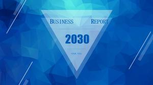Plantilla ppt de informe de trabajo empresarial de elementos gráficos geométricos translúcidos de fondo azul triángulo bajo