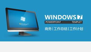 Microsoft藍色Windows桌面主題簡潔工作總結報告ppt模板