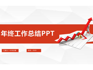 Elegant gray low triangle background red business year-end summary report ppt template