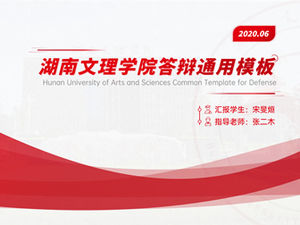 Modèle général ppt pour la soutenance de thèse académique pratique à l'Université des arts et des sciences du Hunan