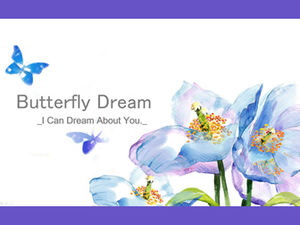 青紫の明るい色の花の水彩画小さな新鮮で美しい風pptテンプレート Powerpointテンプレート無料ダウンロード