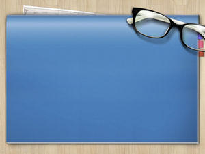 Butir kayu tampilan desktop kacamata biru notepad segar gaya nostalgia template ppt bisnis umum