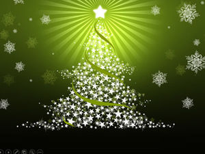 雪花，五角星，射線，聖誕樹，美麗的綠色，聖誕節ppt模板