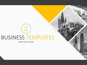 Resumen de informe de trabajo simple de moda de combinación de colores gris y amarillo plantilla ppt de negocios prácticos