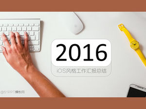 نمط Apple iOS 2015 ملخص تقرير عمل نهاية العام قالب ppt