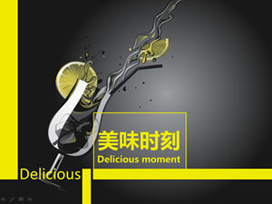 Delicious drinks black and yellow fashion business ppt template