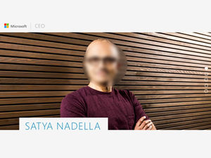 Gaya situs web imitasi CEO Microsoft Satya Nadella tinggi dan profil pribadi ppt versi animasi