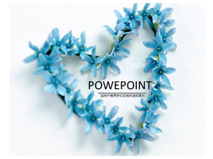 파란색 작은 꽃 사랑 화환 PPT 템플릿
