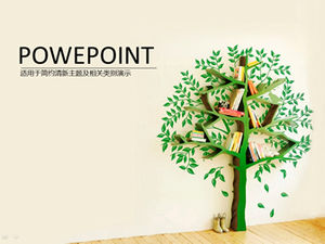 Plantilla PPT de presentación simple y fresca de estantería de árbol de protección ambiental creativa