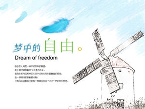 Liberdade no sonho carregando carregando animação lindo moinho de vento modelo ppt