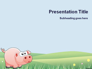 Cute vector cartoon pig ppt template