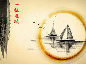 Modello ppt in stile cinese di nuovo anno a vela liscia