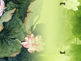Lotus pond spring green chinese style ppt template