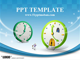 Jam jam tema waktu klasik latar belakang biru bisnis ppt template