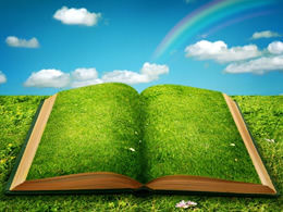 Jede Seite eines geöffneten Buches ist eine ppt-Vorlage für den Umweltschutz