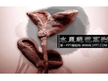 ダイナミックインク蓮の背景の古典的な中国風PPTテンプレートのダウンロード