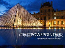 Bela visão noturna do Louvre Modelos de PowerPoint