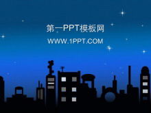 Kartun kota langit malam latar belakang unduhan template PPT