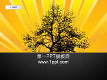 Plantilla PPT de ilustración de arte de fondo de árboles negros
